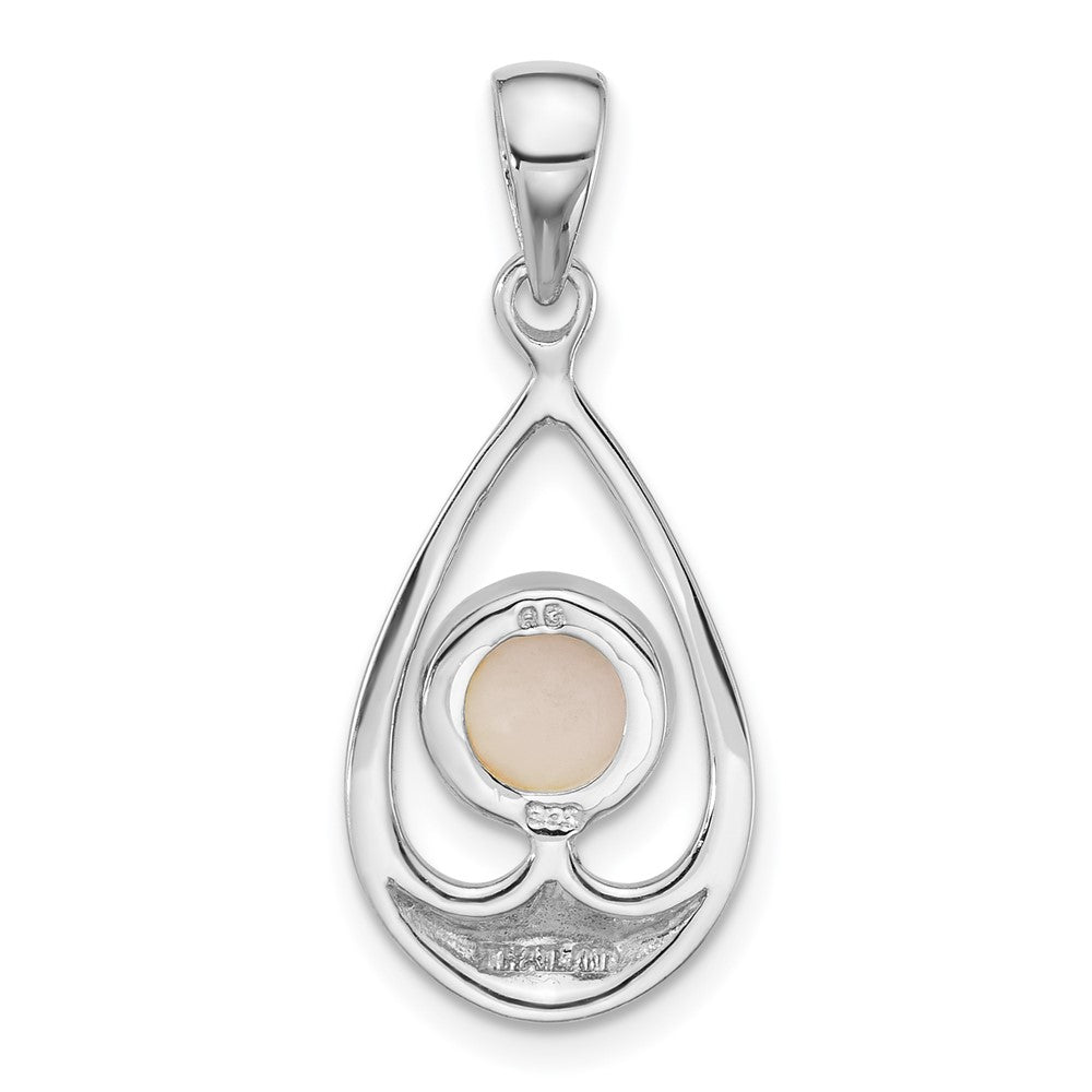 Sterling Silver Rhodium-Plated Polished Mop Teardrop Pendant