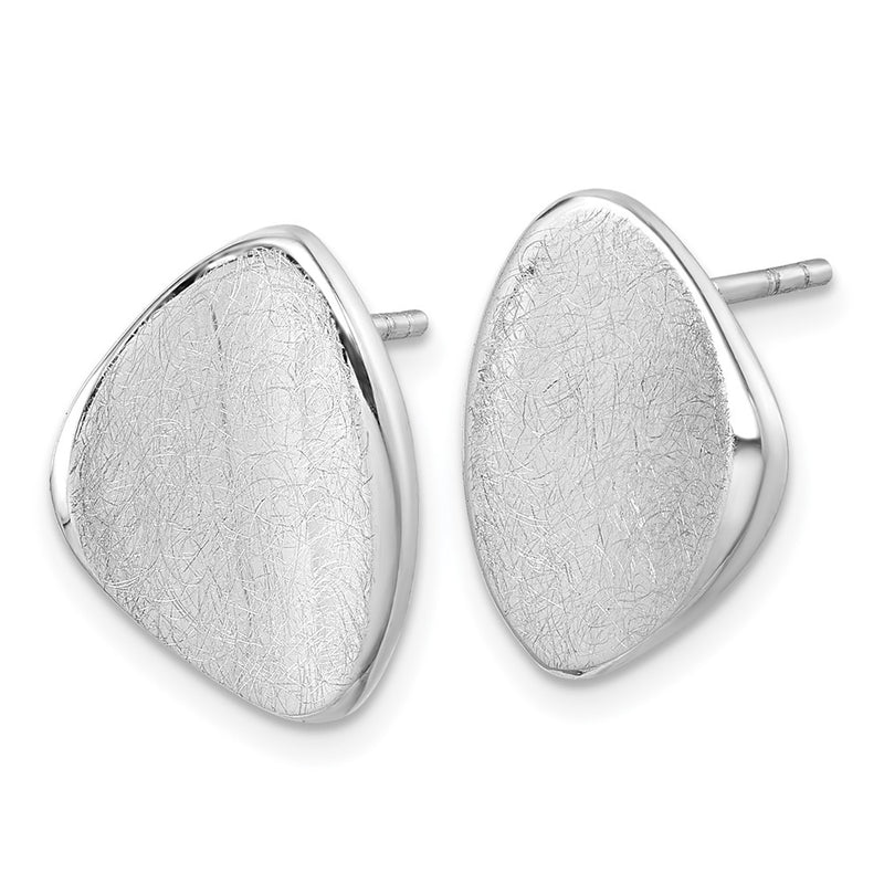 Sterling Silver Rhodium-Plated Scratch-Finish Fancy Post Earrings