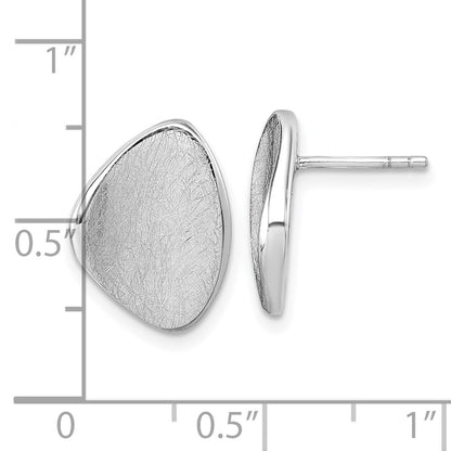 Sterling Silver Rhodium-Plated Scratch-Finish Fancy Post Earrings