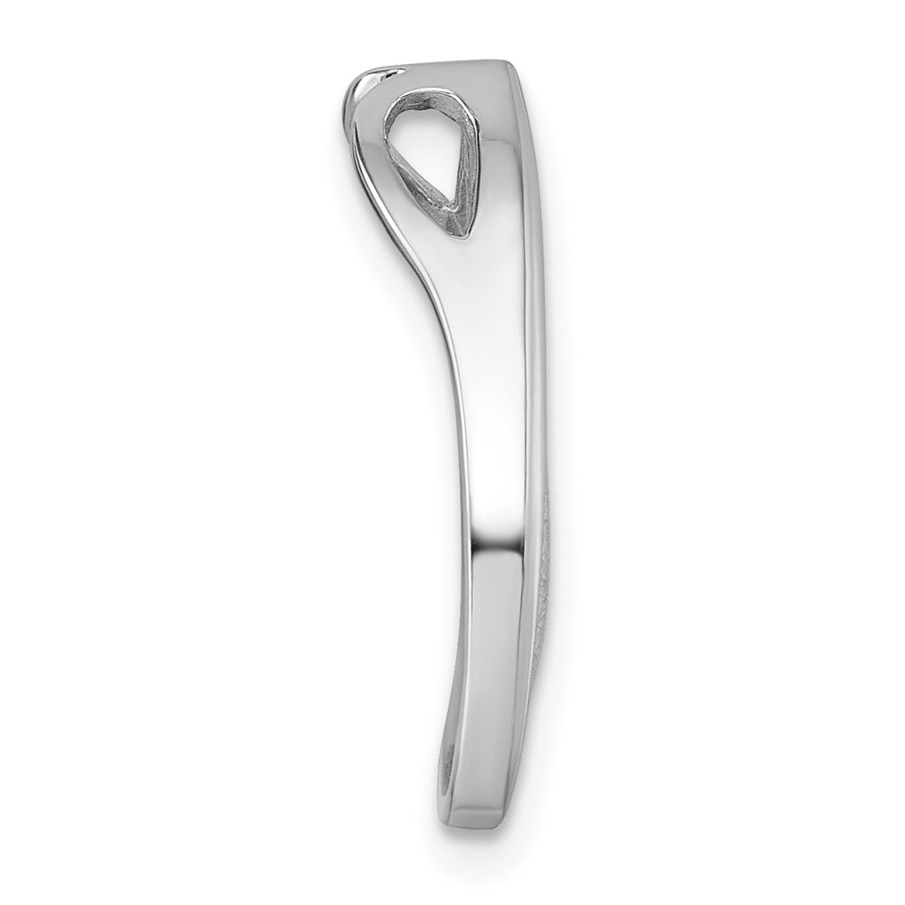Sterling Silver Rhodium-Plated Scratch-Finish Fancy Chain Slide Pendant