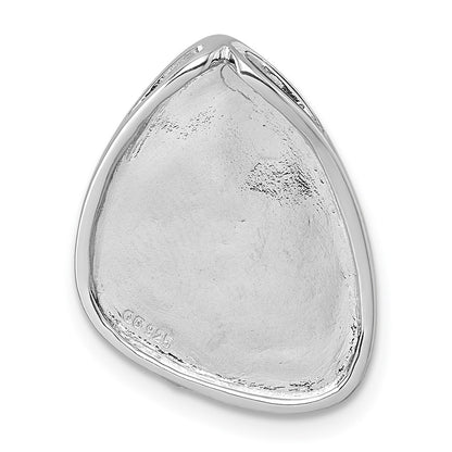 Sterling Silver Rhodium-Plated Scratch-Finish Fancy Chain Slide Pendant