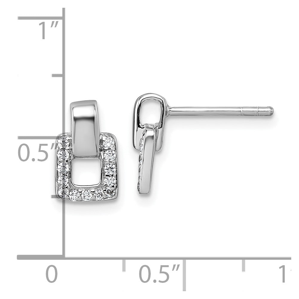 Sterling Silver Rhodium-Plated CZ Square Post Earrings