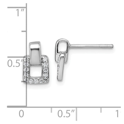 Sterling Silver Rhodium-Plated CZ Square Post Earrings