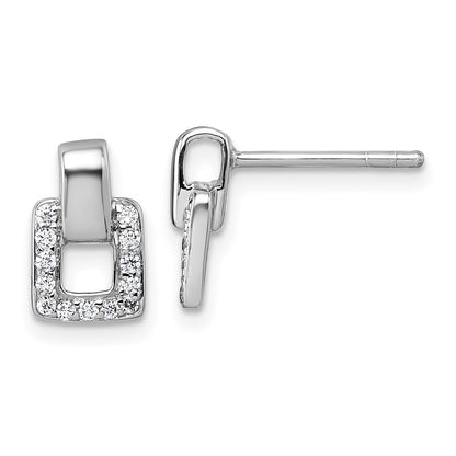 Sterling Silver Rhodium-Plated CZ Square Post Earrings
