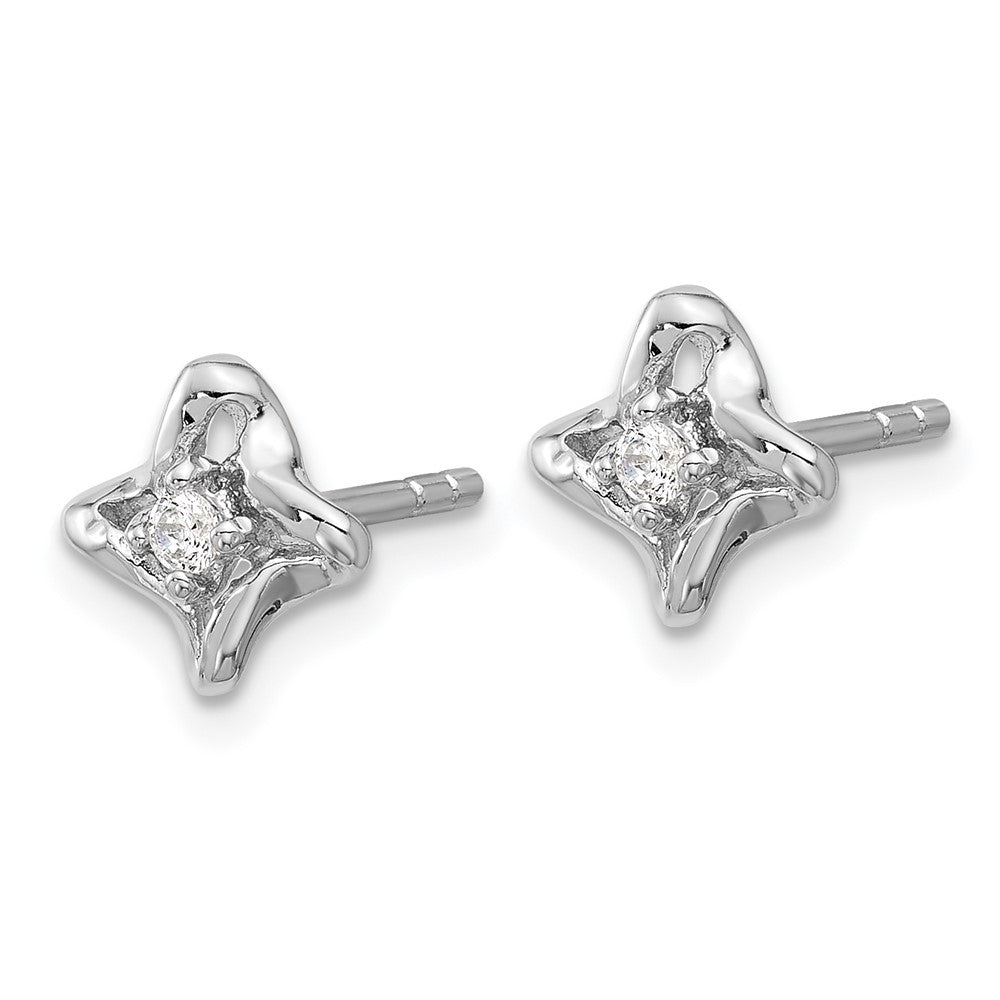 Sterling Silver Rhodium-Plated Polished CZ Post Earrings
