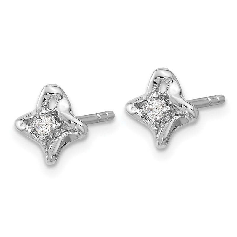 Sterling Silver Rhodium-Plated Polished CZ Post Earrings