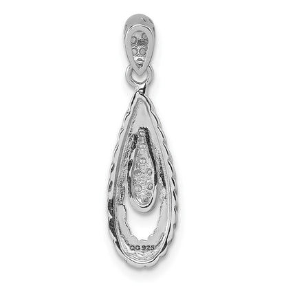 Sterling Silver Rhodium-Plated Polished CZ Teardrop Pendant