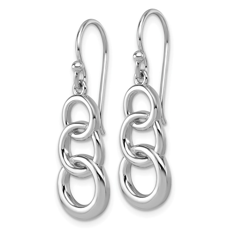 Sterling Silver Rhodium-Plated Polished 3 Circle Dangle Earrings