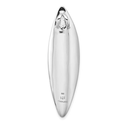 Sterling Silver Rhodium-Plated Polished and Brushed Fancy Chain Slide Pendant