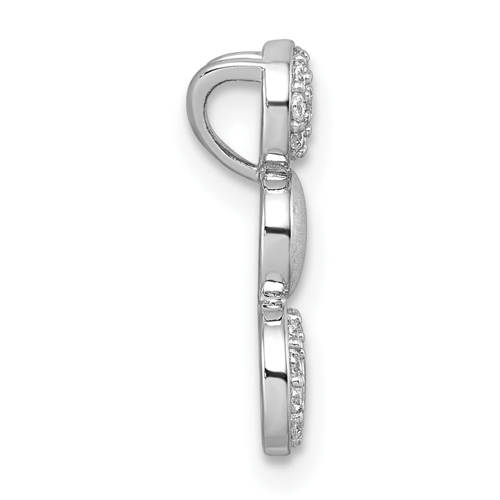 Sterling Silver Rhodium Plated Polished / Satin CZ Fancy Chain Slide Pendant