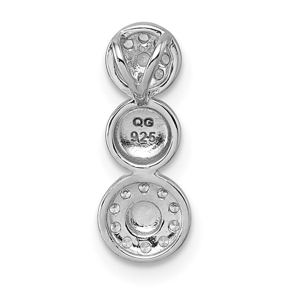 Sterling Silver Rhodium Plated Polished / Satin CZ Fancy Chain Slide Pendant