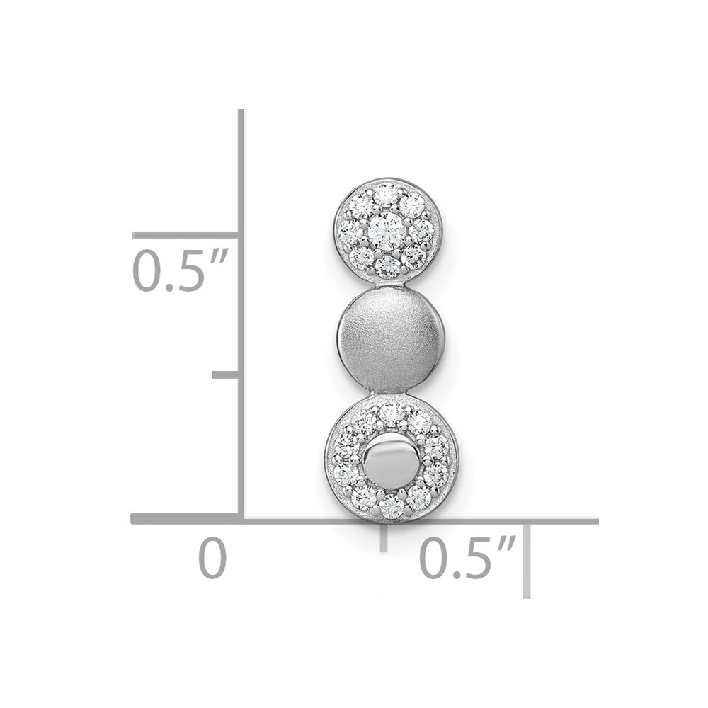 Sterling Silver Rhodium Plated Polished / Satin CZ Fancy Chain Slide Pendant