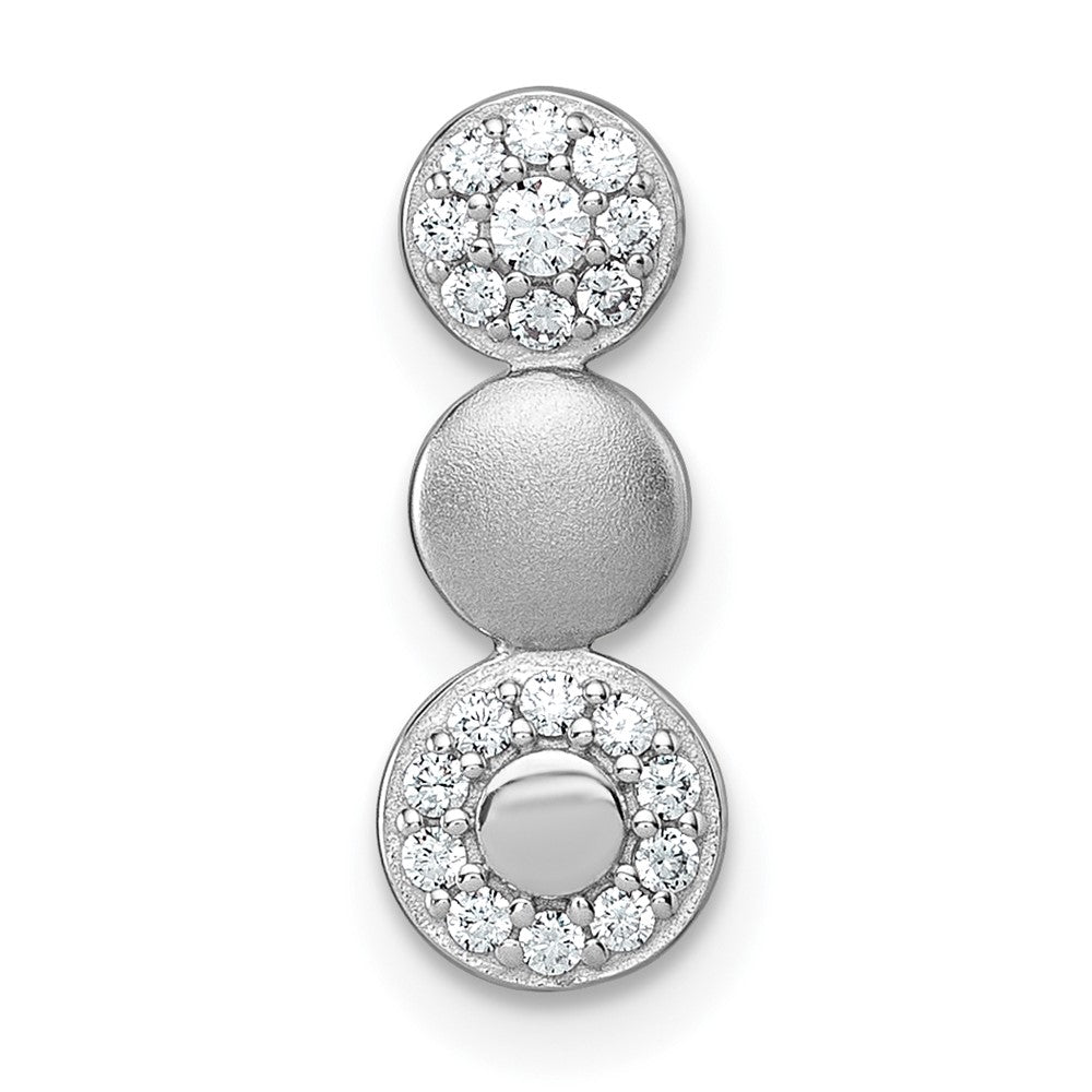 Sterling Silver Rhodium Plated Polished / Satin CZ Fancy Chain Slide Pendant