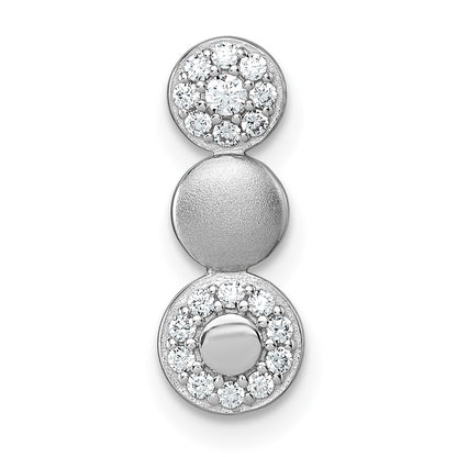 Sterling Silver Rhodium Plated Polished / Satin CZ Fancy Chain Slide Pendant