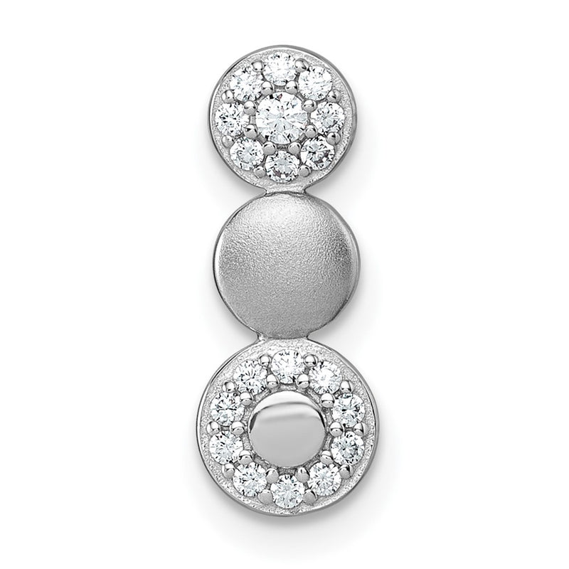 Sterling Silver Rhodium Plated Polished / Satin CZ Fancy Chain Slide Pendant
