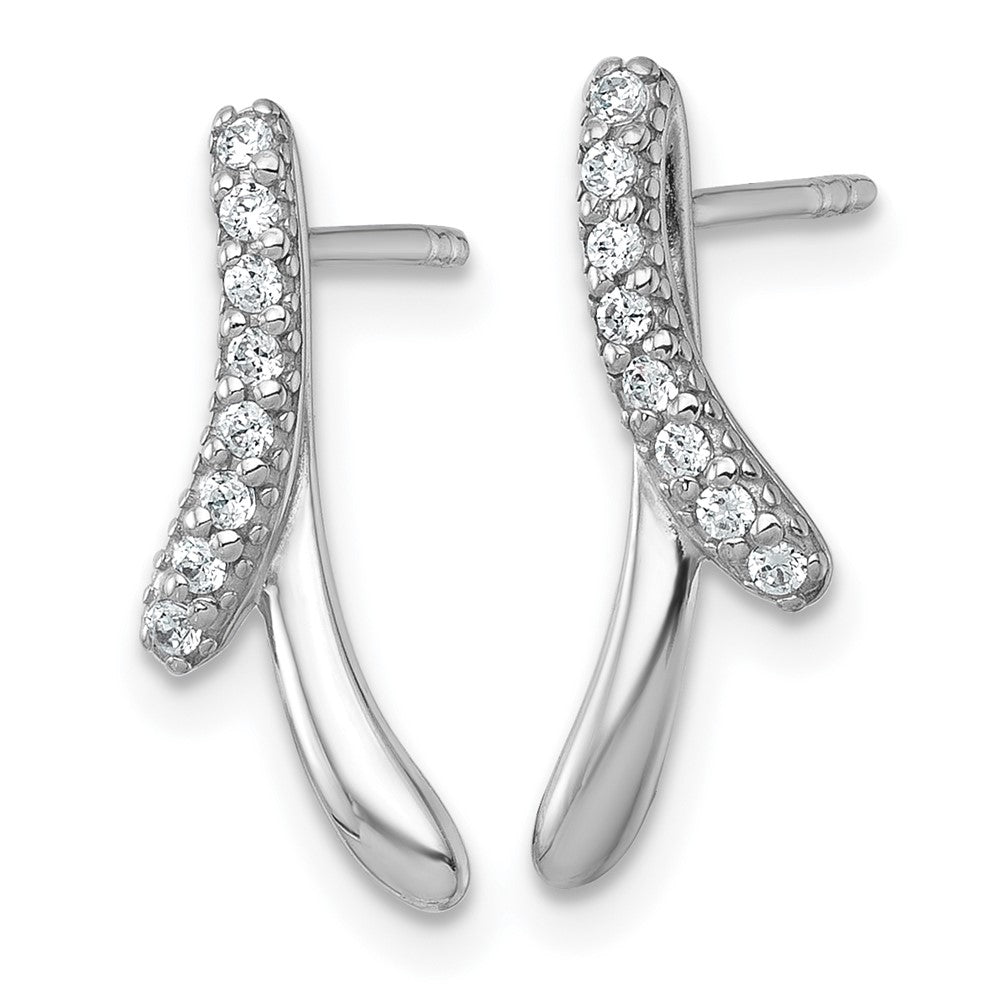 Sterling Silver Rhodium-Plated Polished Fancy CZ Post Earrings