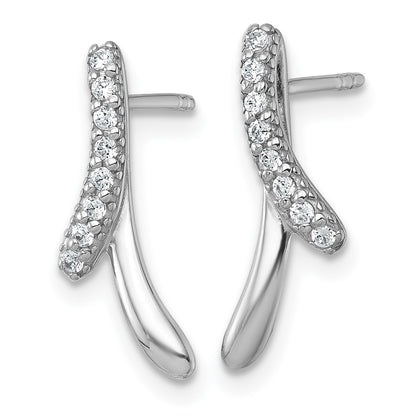 Sterling Silver Rhodium-Plated Polished Fancy CZ Post Earrings