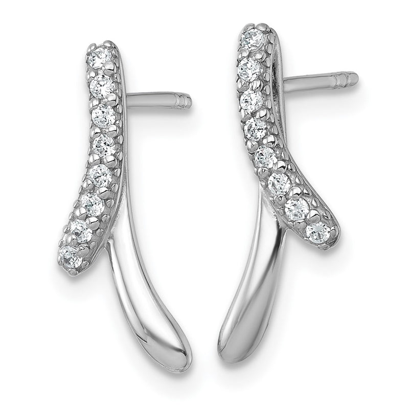 Sterling Silver Rhodium-Plated Polished Fancy CZ Post Earrings