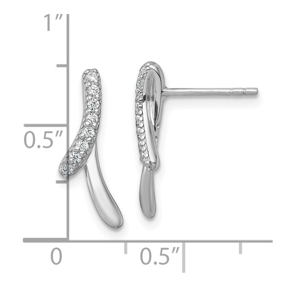 Sterling Silver Rhodium-Plated Polished Fancy CZ Post Earrings