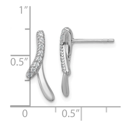 Sterling Silver Rhodium-Plated Polished Fancy CZ Post Earrings
