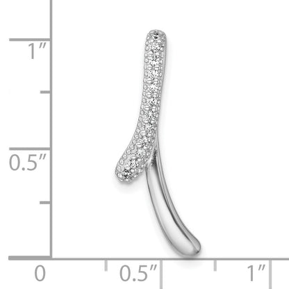 Sterling Silver Rhodium-Plated Polished Fancy CZ Slide Pendant