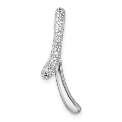 Sterling Silver Rhodium-Plated Polished Fancy CZ Slide Pendant