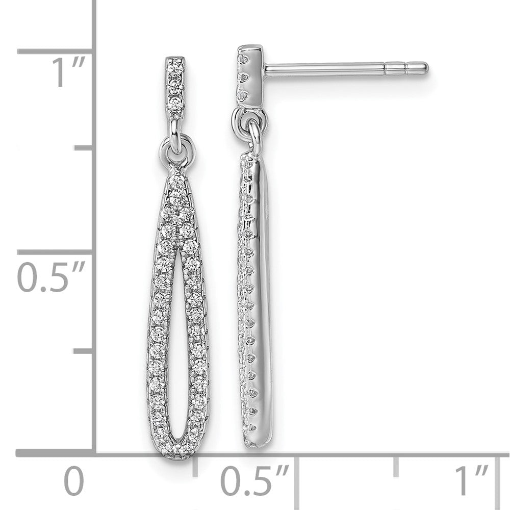 Sterling Silver Rhodium-Plated CZ Post Dangle Earrings