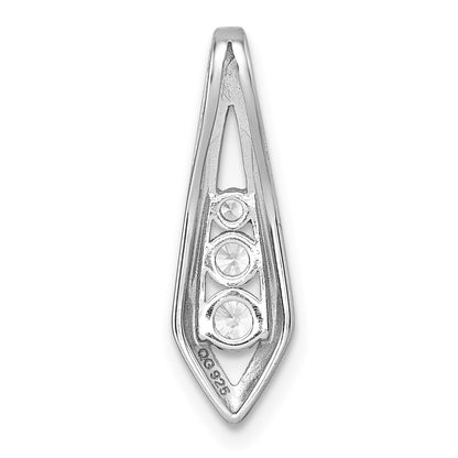 Sterling Silver Rhodium-Plated Polished Fancy CZ Chain Slide Pendant