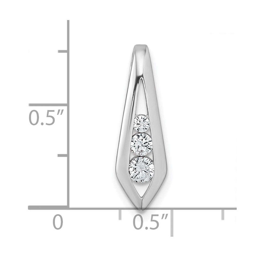Sterling Silver Rhodium-Plated Polished Fancy CZ Chain Slide Pendant