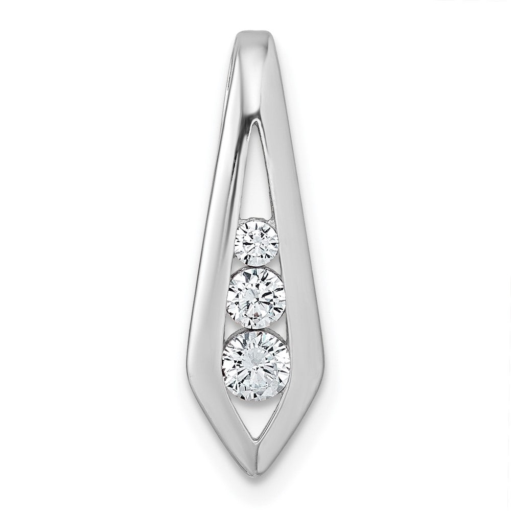 Sterling Silver Rhodium-Plated Polished Fancy CZ Chain Slide Pendant