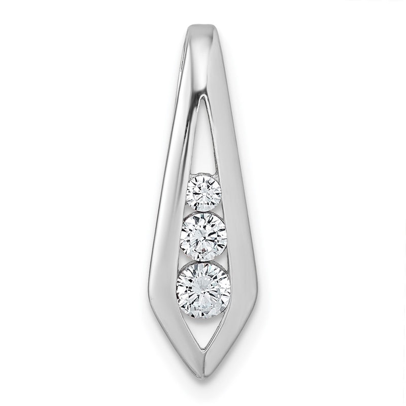 Sterling Silver Rhodium-Plated Polished Fancy CZ Chain Slide Pendant