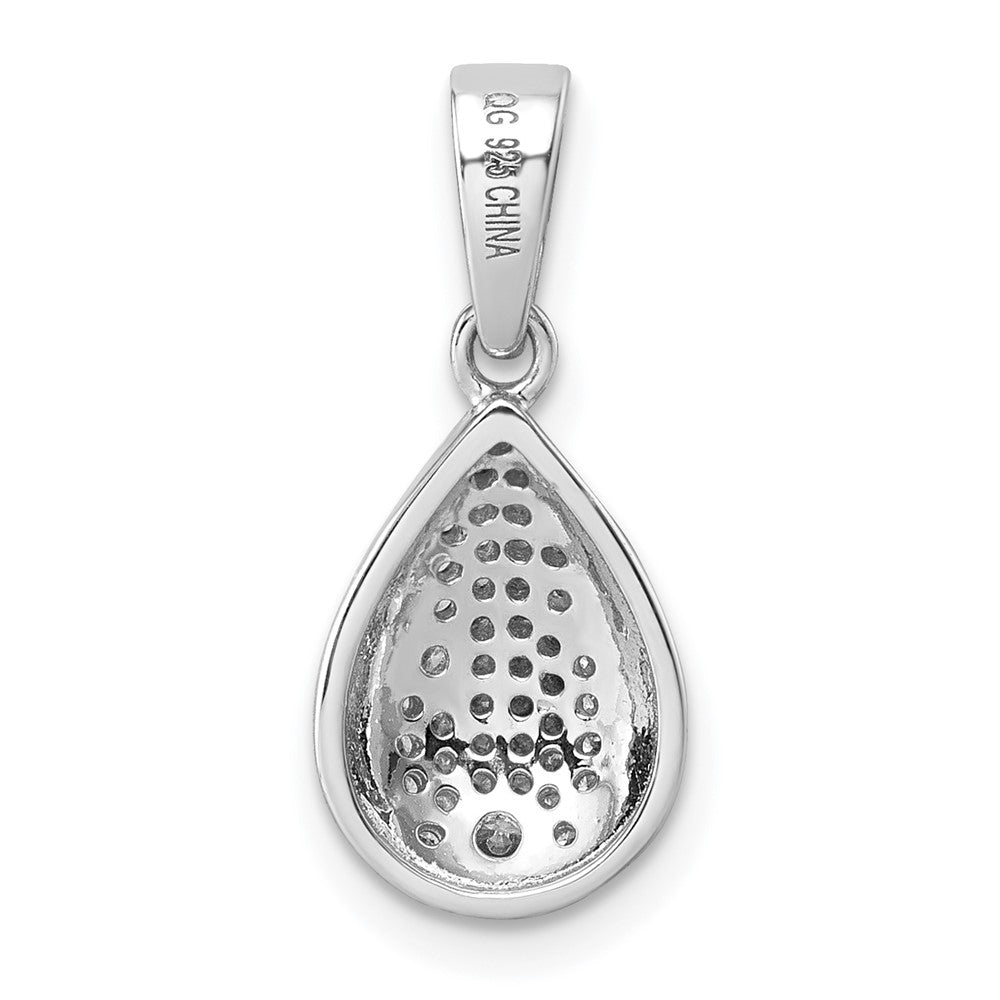 Sterling Silver Rhodium-Plated CZ Teardrop Pendant