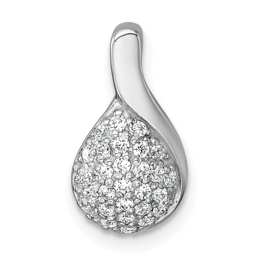 Sterling Silver Rhodium-Plated Polished Fancy CZ Chain Slide Pendant