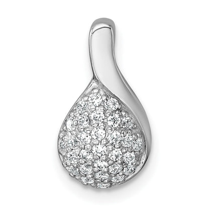 Sterling Silver Rhodium-Plated Polished Fancy CZ Chain Slide Pendant