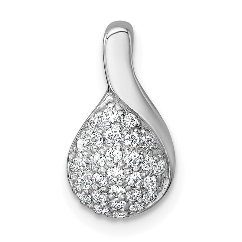 Sterling Silver Rhodium-Plated Polished Fancy CZ Chain Slide Pendant