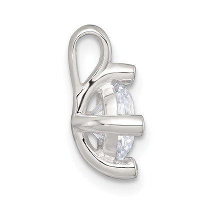 Sterling Silver Polished 4 Prong CZ Chain Slide Pendant