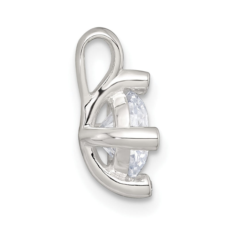 Sterling Silver Polished 4 Prong CZ Chain Slide Pendant