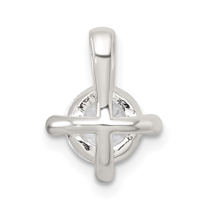 Sterling Silver Polished 4 Prong CZ Chain Slide Pendant