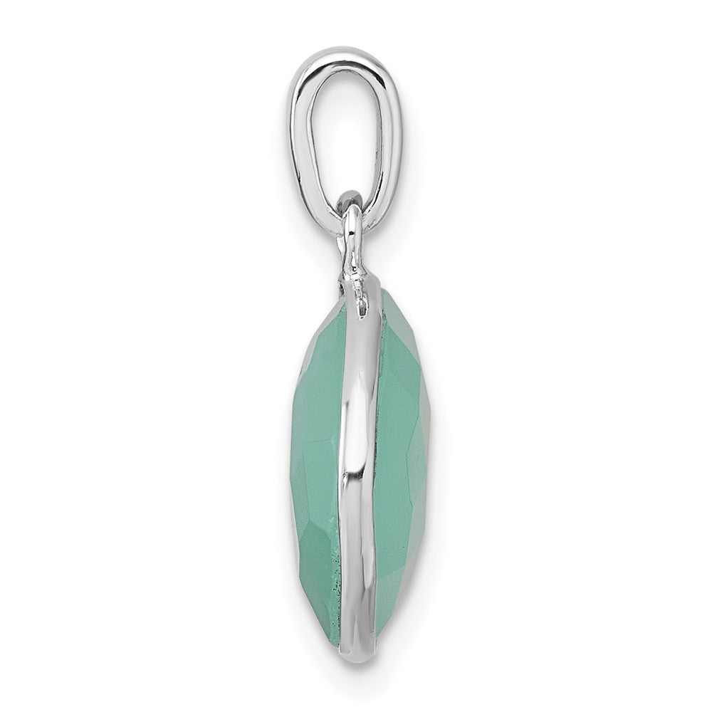 Sterling Silver Rhodium-Plated Polished Round Green Chalcedony Pendant