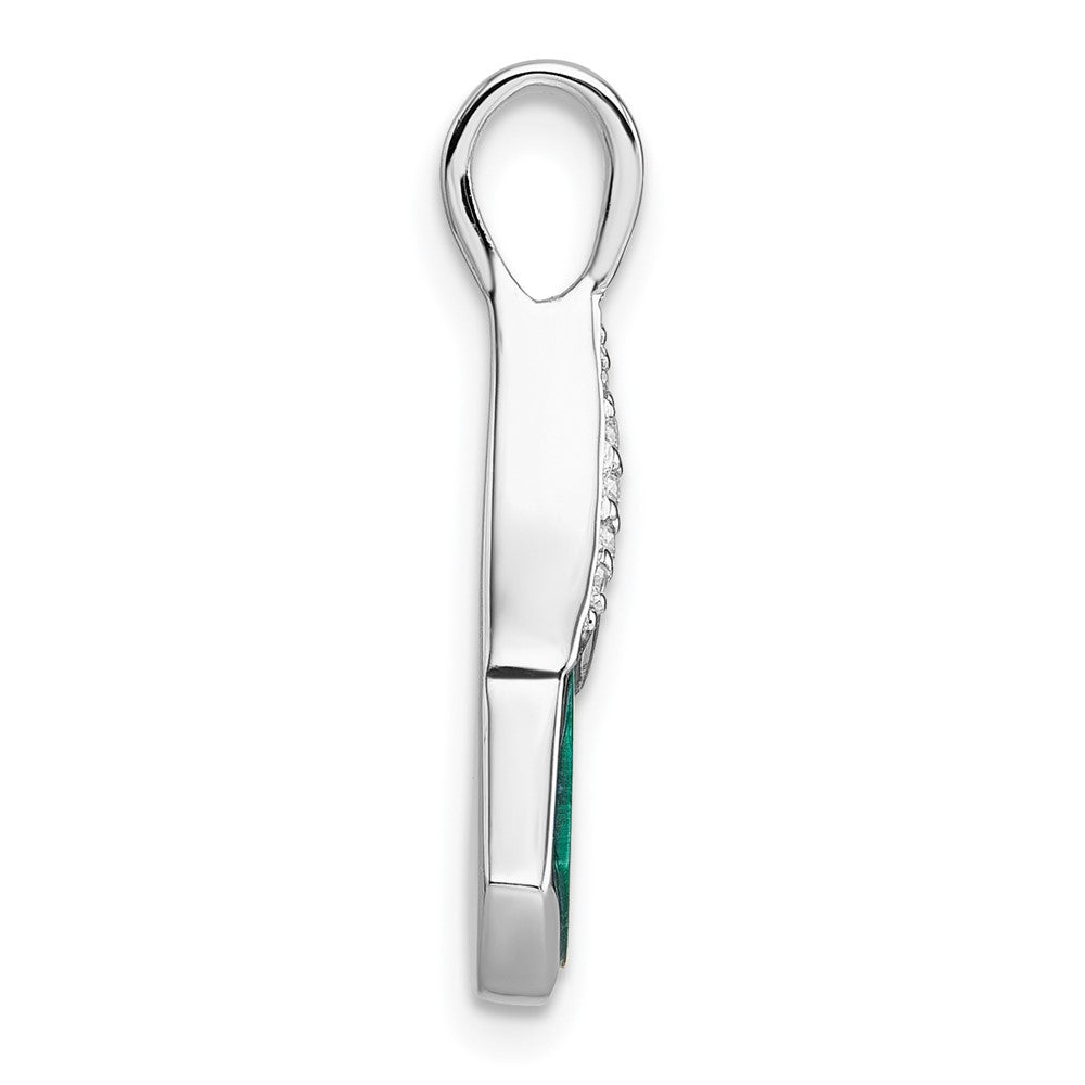 Sterling Silver Rhodium-Plated CZ and Malachite Pendant