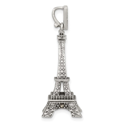 Sterling Silver Antiqued Marcasite 3-D Eiffel Tower Pendant