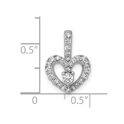 Sterling Silver Rhodium-Plated Polished CZ Heart Pendant