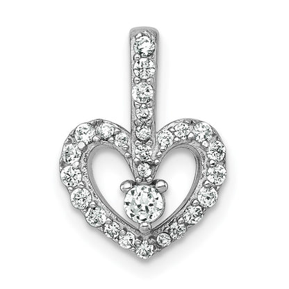 Sterling Silver Rhodium-Plated Polished CZ Heart Pendant