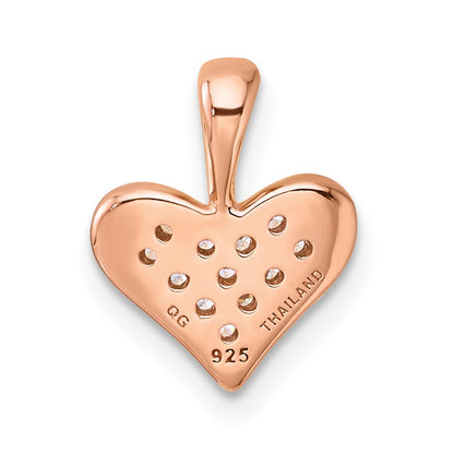 Sterling Silver Rhodium & Rose Gold-Pltd CZ Heart Pendant