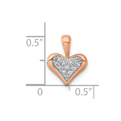 Sterling Silver Rhodium & Rose Gold-Pltd CZ Heart Pendant