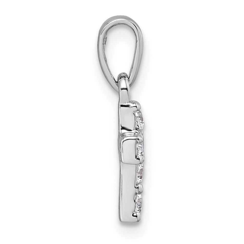 Sterling Silver Rhodium-Plated Children's CZ Cross Pendant