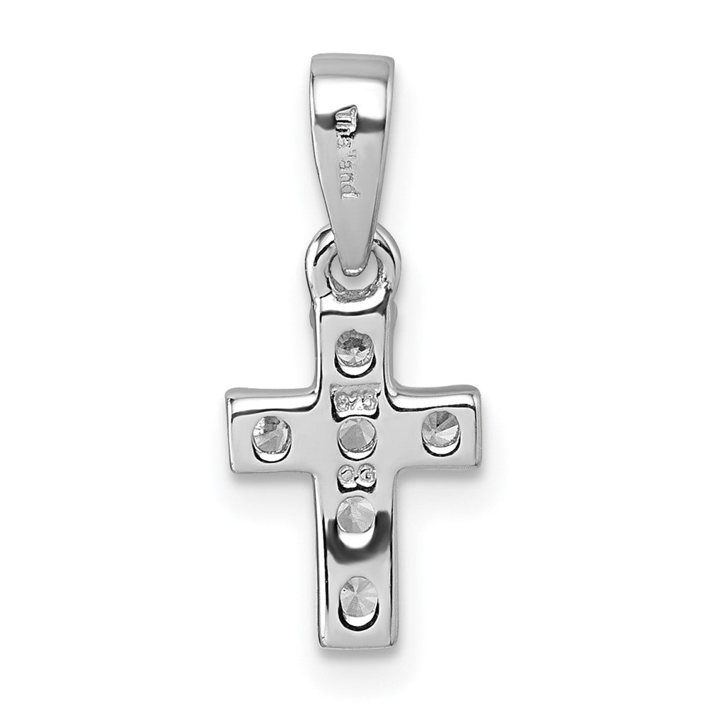 Sterling Silver Rhodium-Plated Children's CZ Cross Pendant