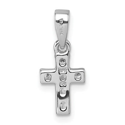 Sterling Silver Rhodium-Plated Children's CZ Cross Pendant