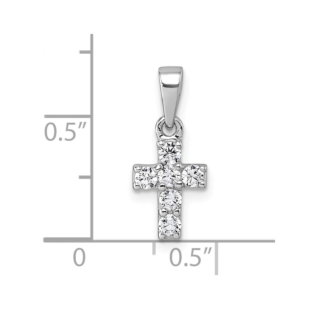 Sterling Silver Rhodium-Plated Children's CZ Cross Pendant
