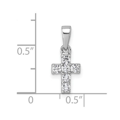 Sterling Silver Rhodium-Plated Children's CZ Cross Pendant